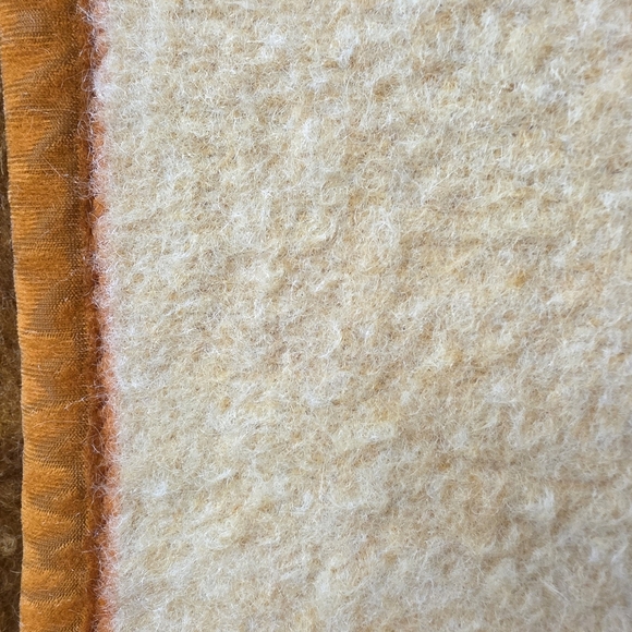 Vintage AaBe Dutch 100% Pure Virgin Wool Blanket - Sunset Orange - MCM 1960-1970 - Picture 4 of 5